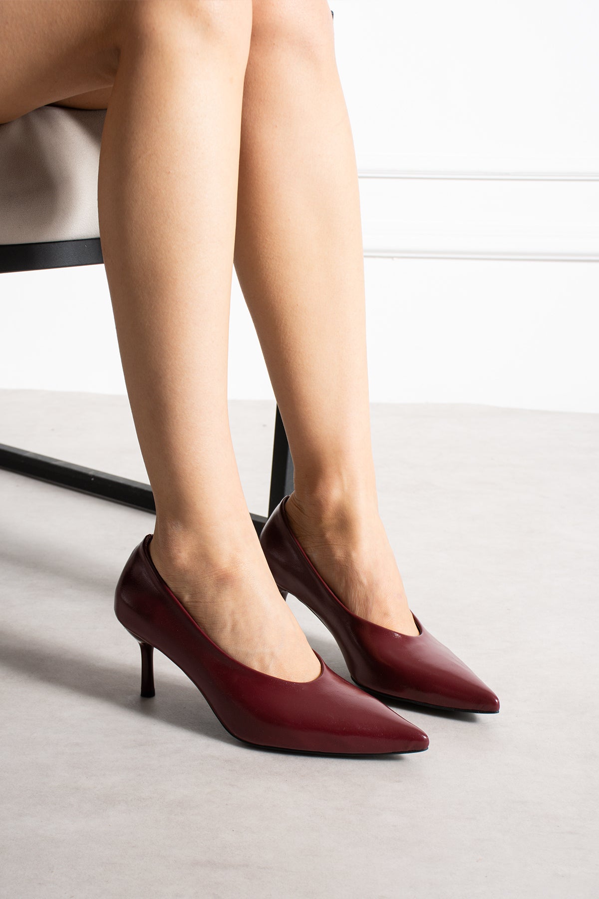 Roxy Bordo Rustik Stiletto Topuklu Ayakkabı