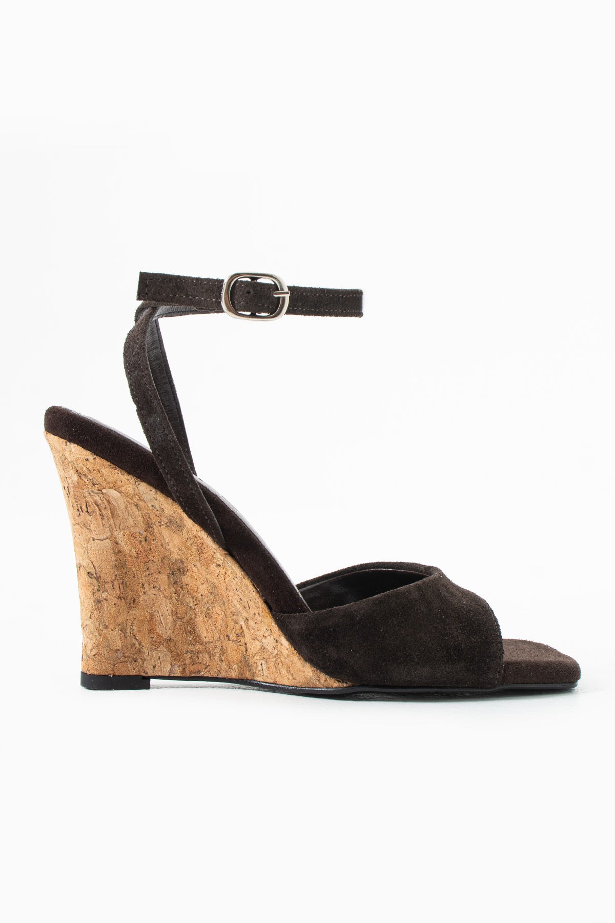 Julia Kahverengi Süet Hakiki Deri Bilekten Bağlı Dolgu Topuklu Ayakkabı