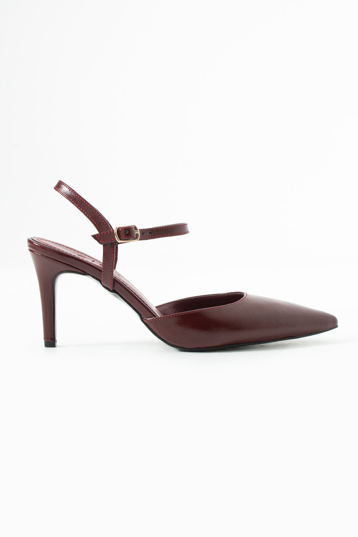 Stella Bordo Rustik İnce Topuklu Ayakkabı