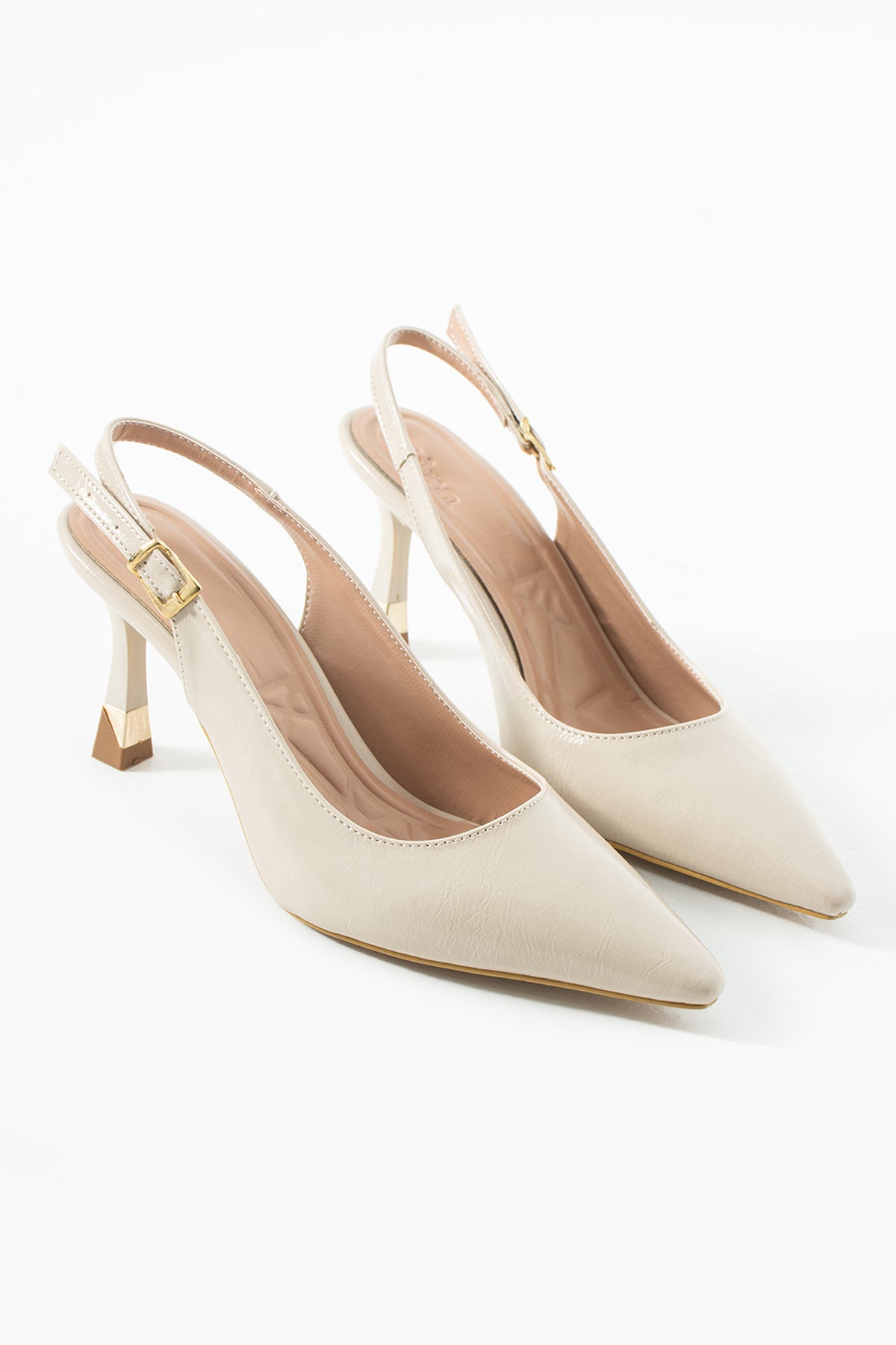 Luna Ten Rustik Arkası Açık İnce Topuklu Ayakkabı