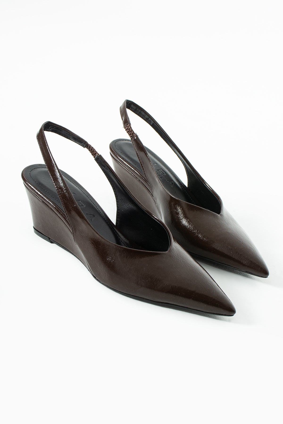 Mary Kahverengi Rustik Arkası Açık Sivri Burun Dolgu Topuklu Ayakkabı