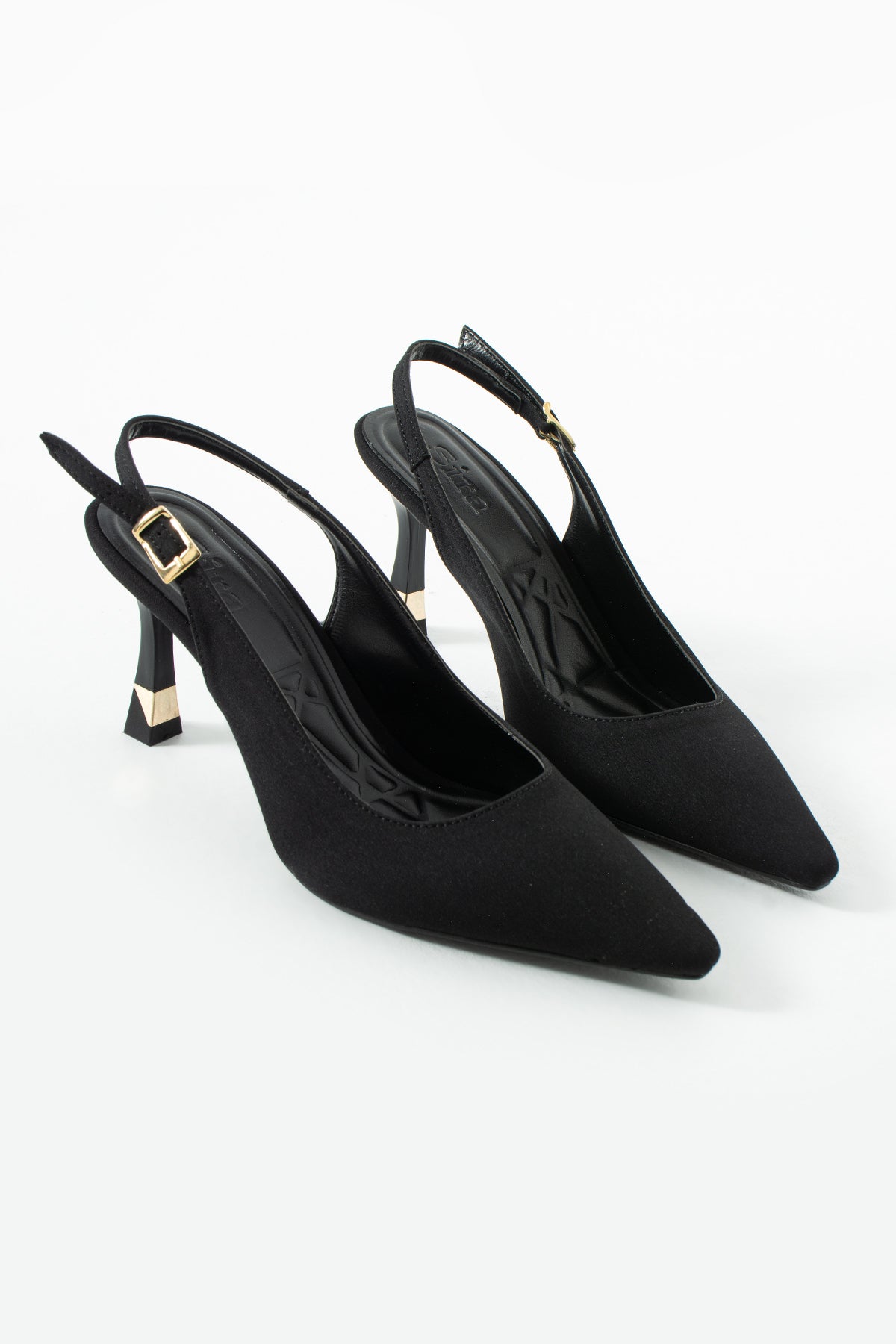 Luna Siyah Arkası Açık İnce Topuklu Ayakkabı