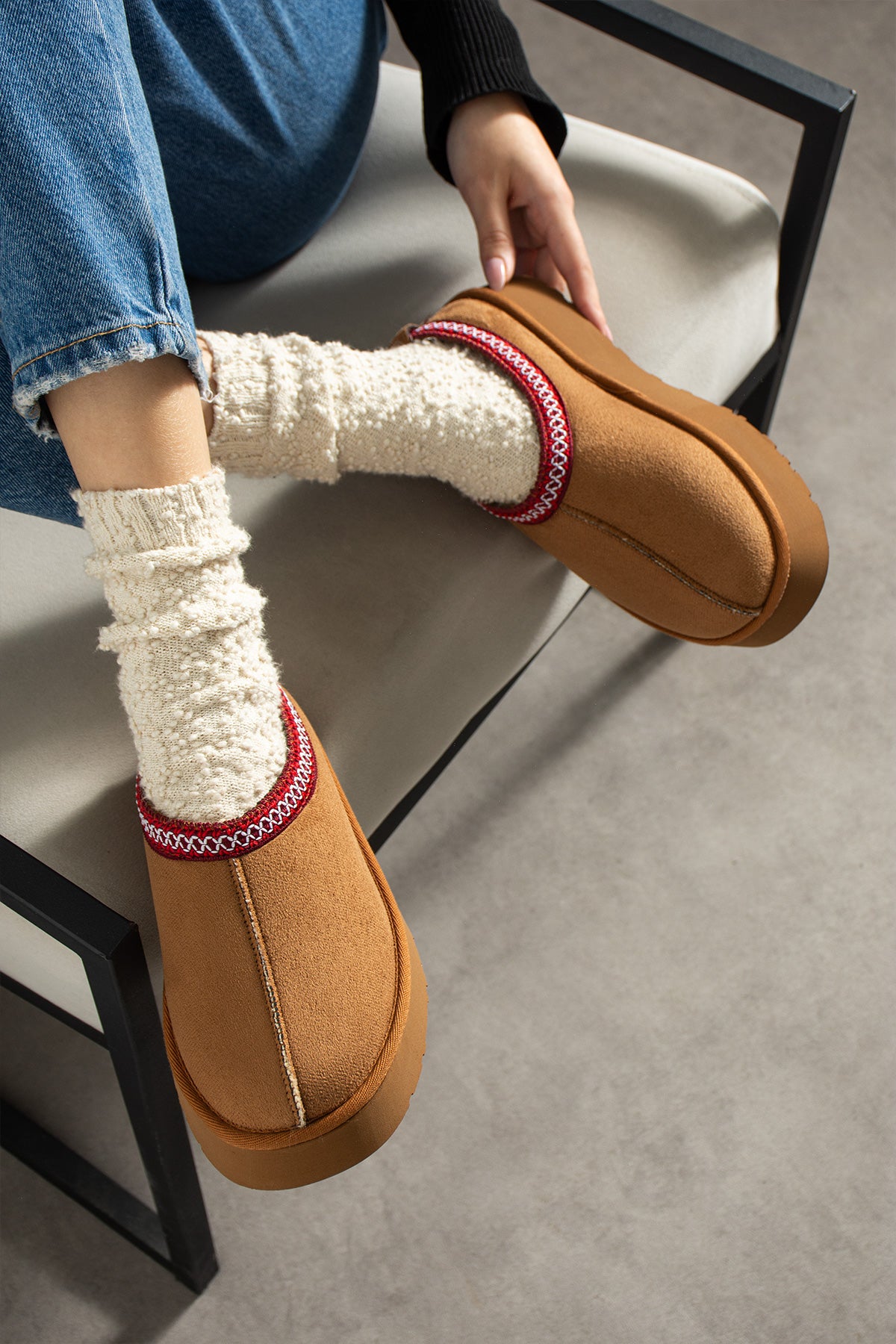 Petite Taba Süet İçi Kürklü Sabo Terlik