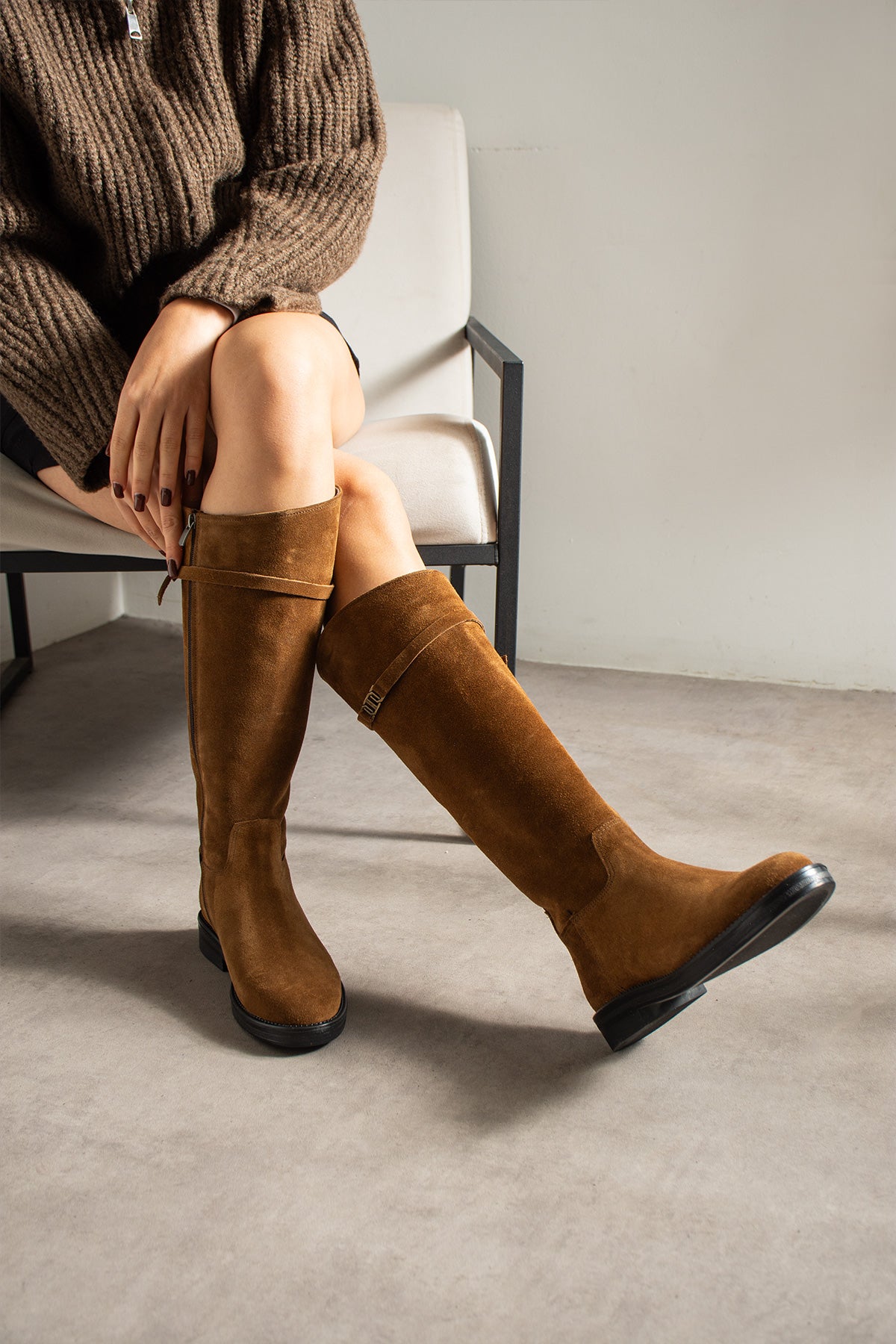 Alba Taba Süet Hakiki Deri Çizme