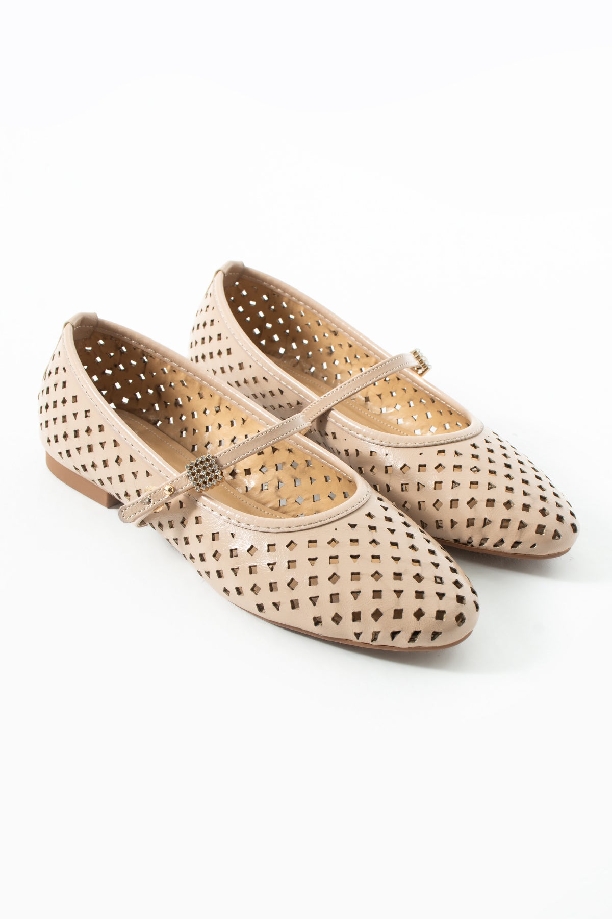 Lumia Bej Lazer Kesim Tokalı Babet