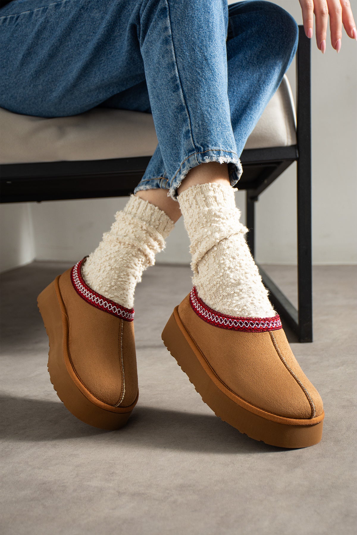 Petite Taba Süet İçi Kürklü Sabo Terlik