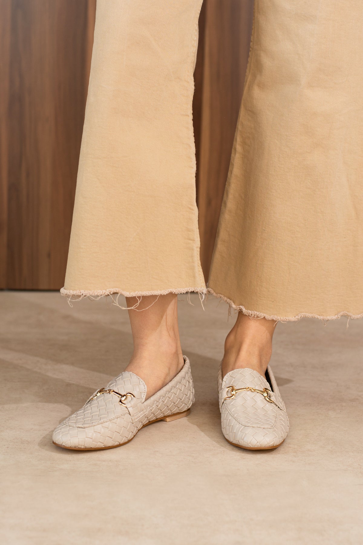 Vento Bej Örgü Loafer