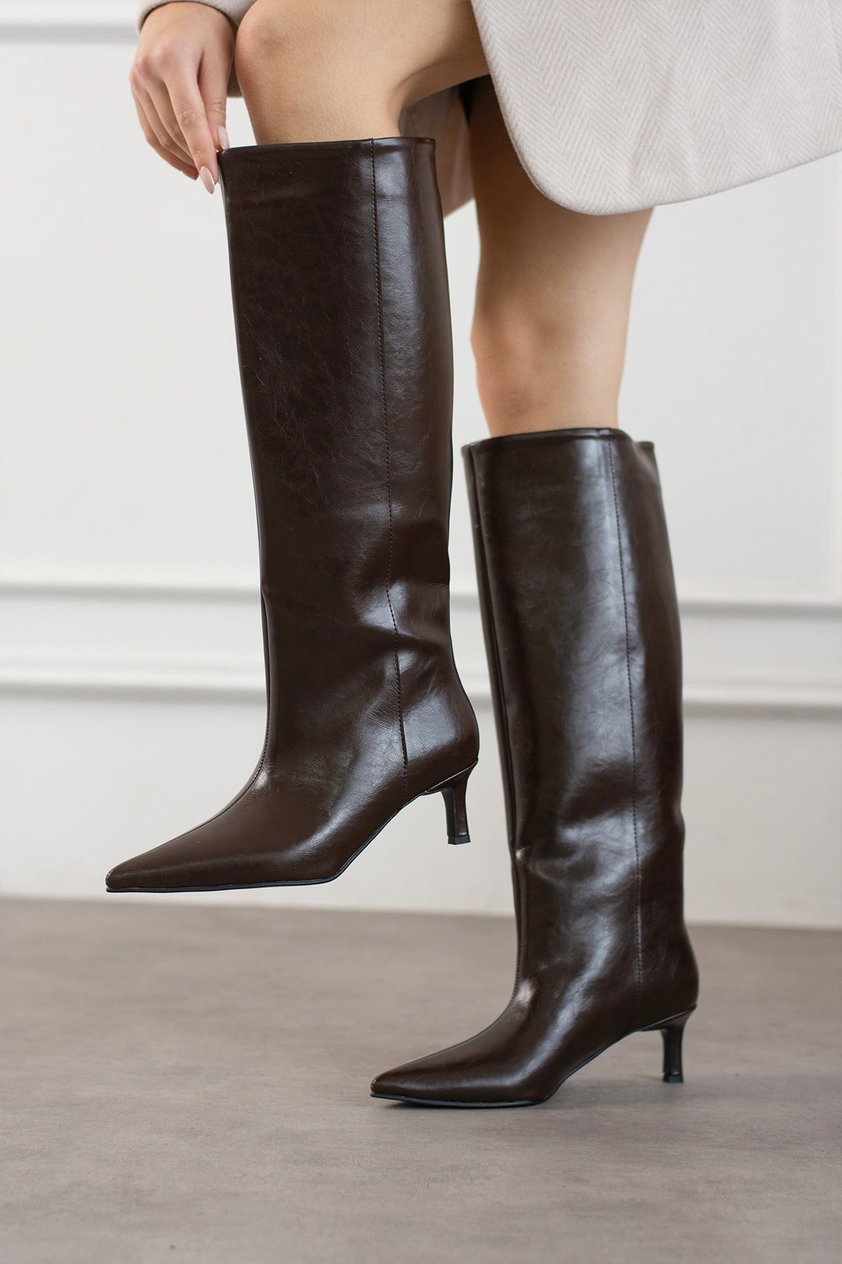 Angelina Kahverengi Rustik Topuklu Çizme