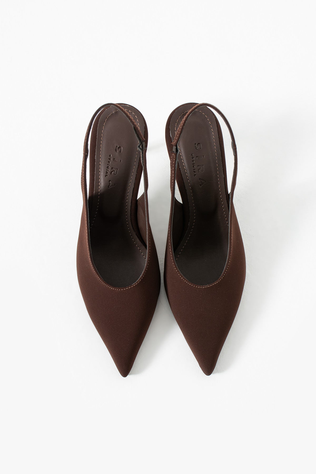 Carmen Kahverengi Sivri Burun Arkası Açık İnce topuklu Ayakkabı