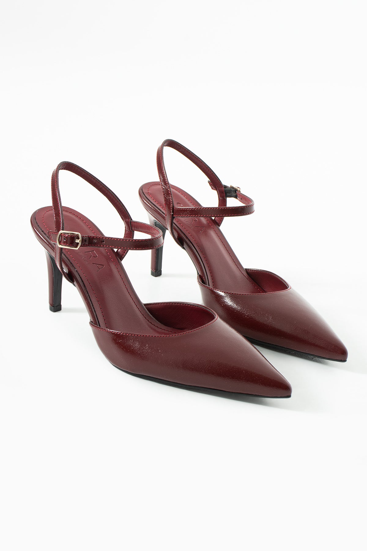 Stella Bordo Rustik İnce Topuklu Ayakkabı