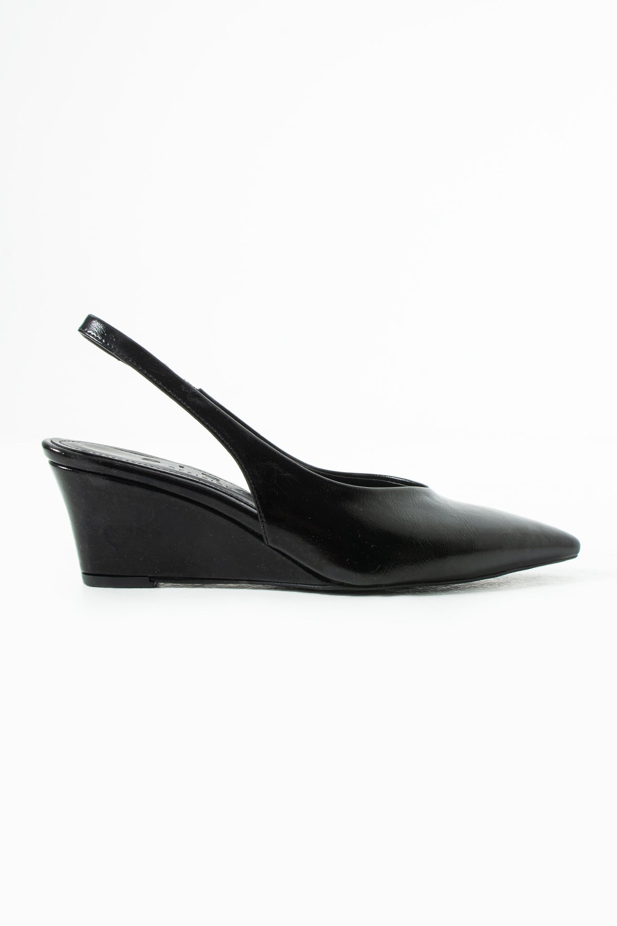 Mary Siyah Rustik Arkası Açık Sivri Burun Dolgu Topuklu Ayakkabı