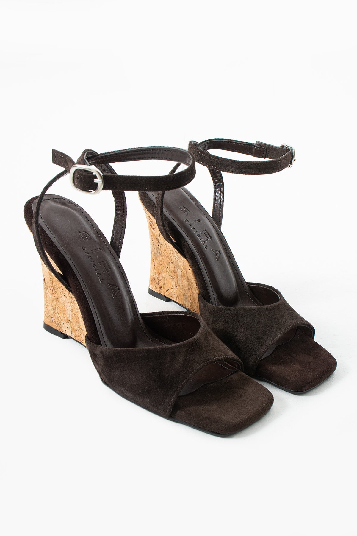 Julia Kahverengi Süet Hakiki Deri Bilekten Bağlı Dolgu Topuklu Ayakkabı